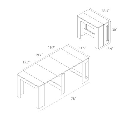 Space-Saving Extendable Console to Dining Table Seats 2 - 8 | Transforms 19" to 78"