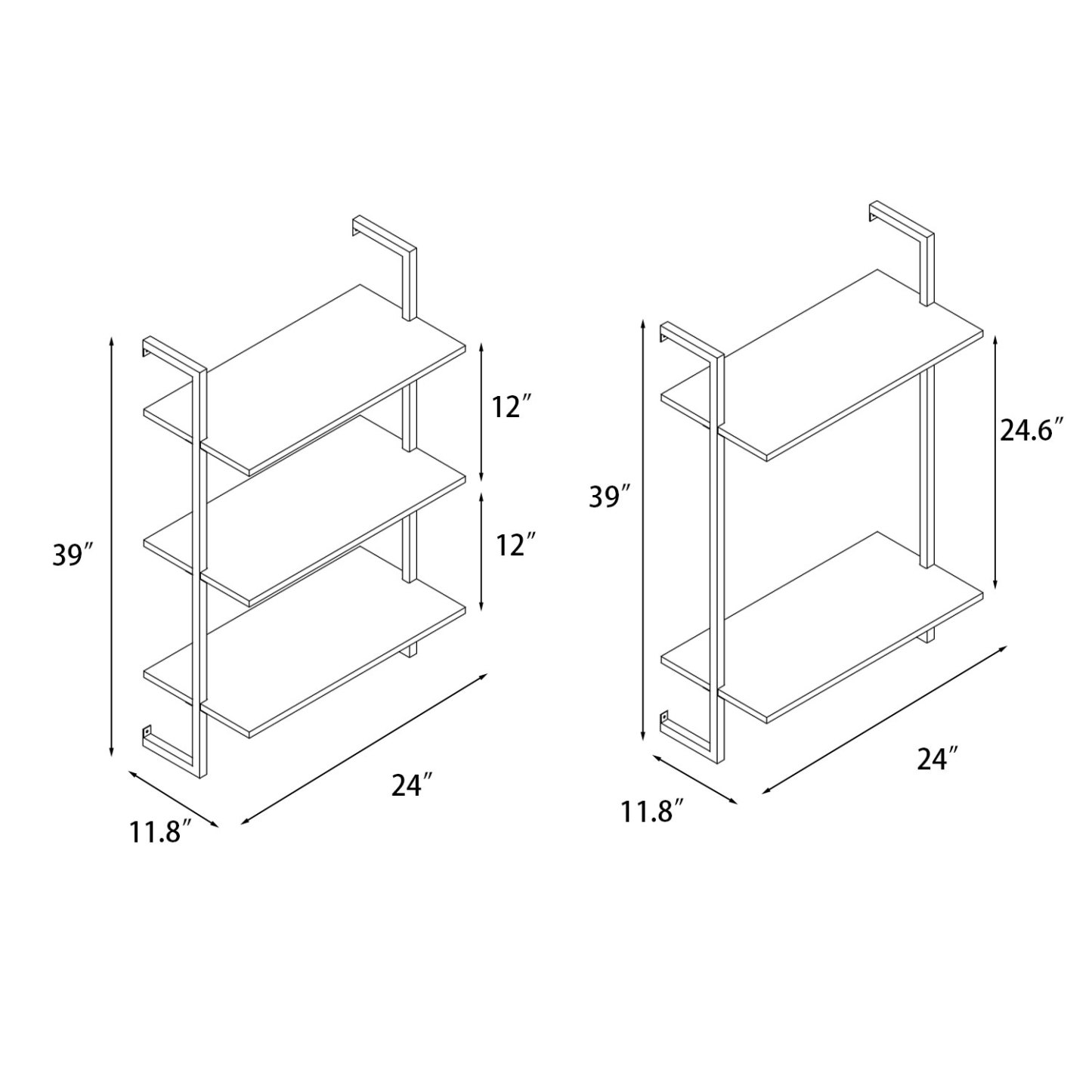 3-Tier & 2-Tier Wall-Mounted Shelf Set for Bathroom, Kitchen & Office