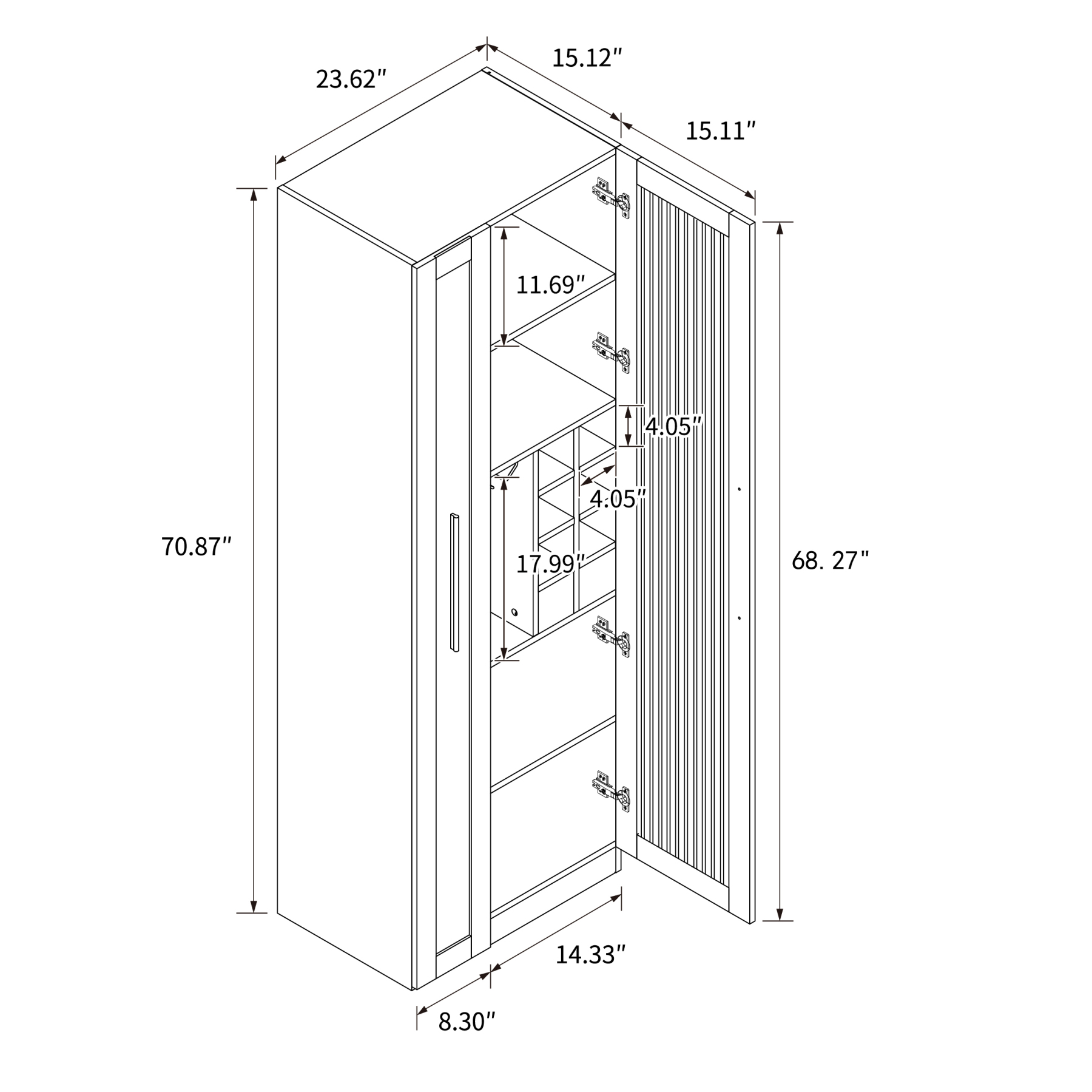 71" Slim Kitchen Pantry Cabinet w/ Clear Door & Pull-Out Shelf | Multifunctional