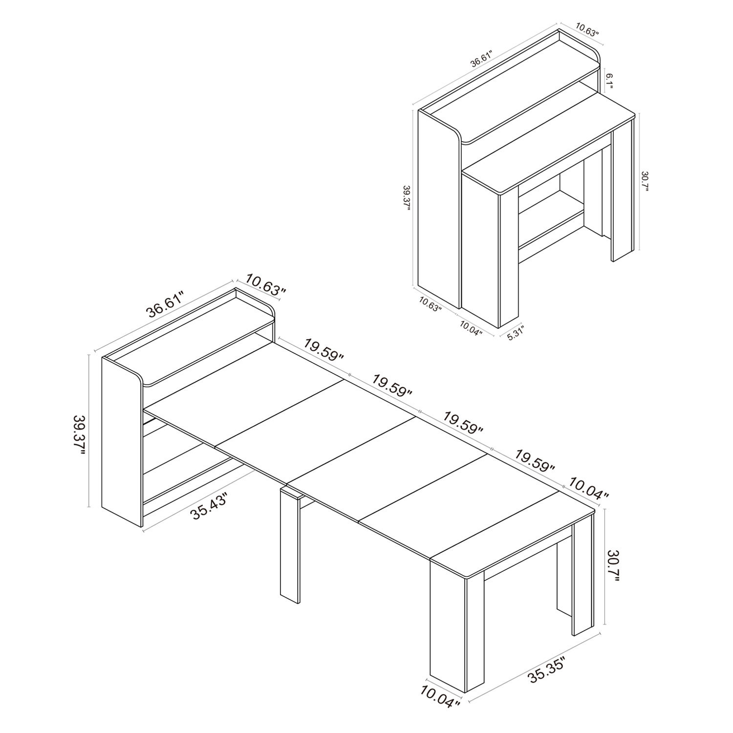 Extendable Dining Table with Hidden Storage for 1-9 People | 21