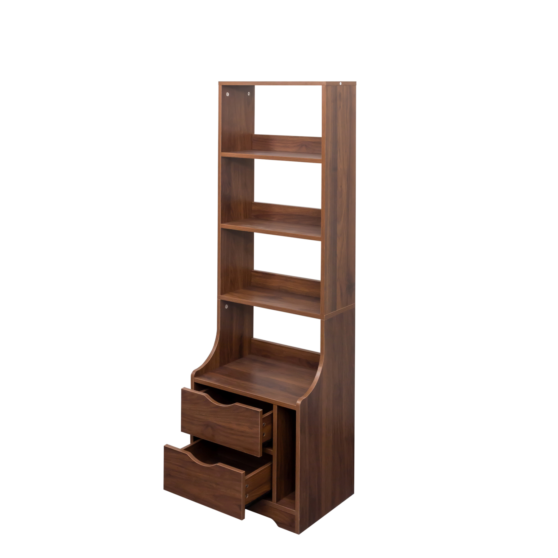 5-Tier Tall Nightstand with 2 Drawers for Bedroom, Home Office | Bookshelf