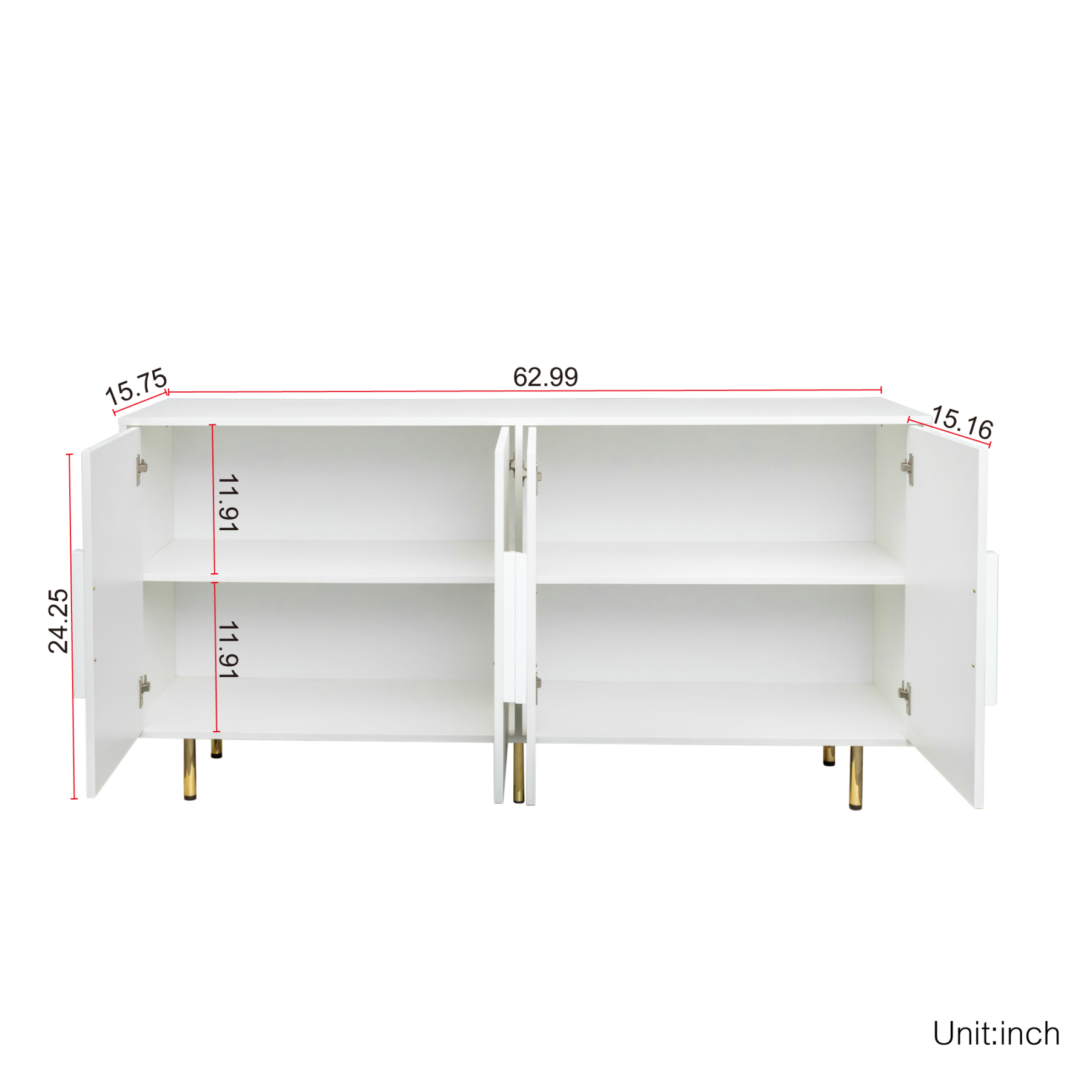 Modern Sideboard Buffet Cabinet w/ 4 Doors for Living Room & Dining Room