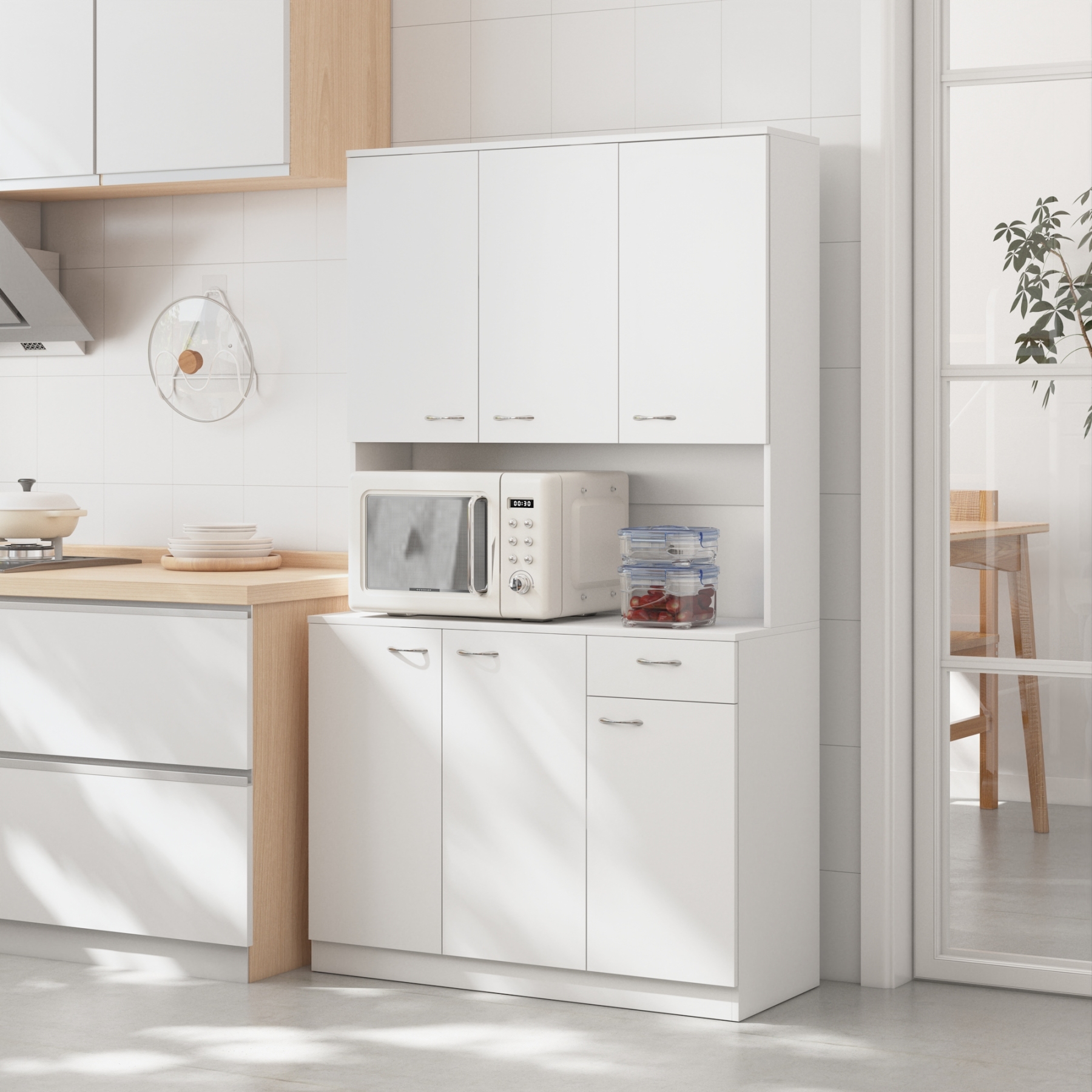 71" Tall Storage Cabinet for Kitchen, Living Room, Office | Kitchen Pantry 