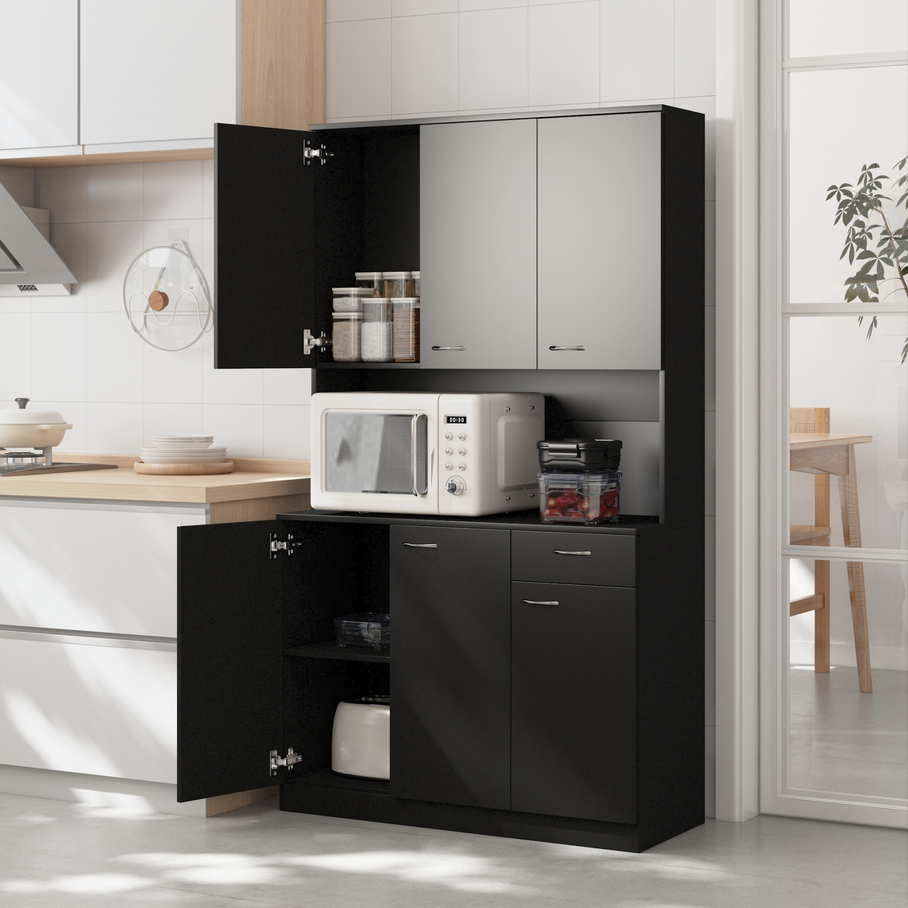 71" Tall Storage Cabinet for Kitchen, Living Room, Office | Kitchen Pantry 