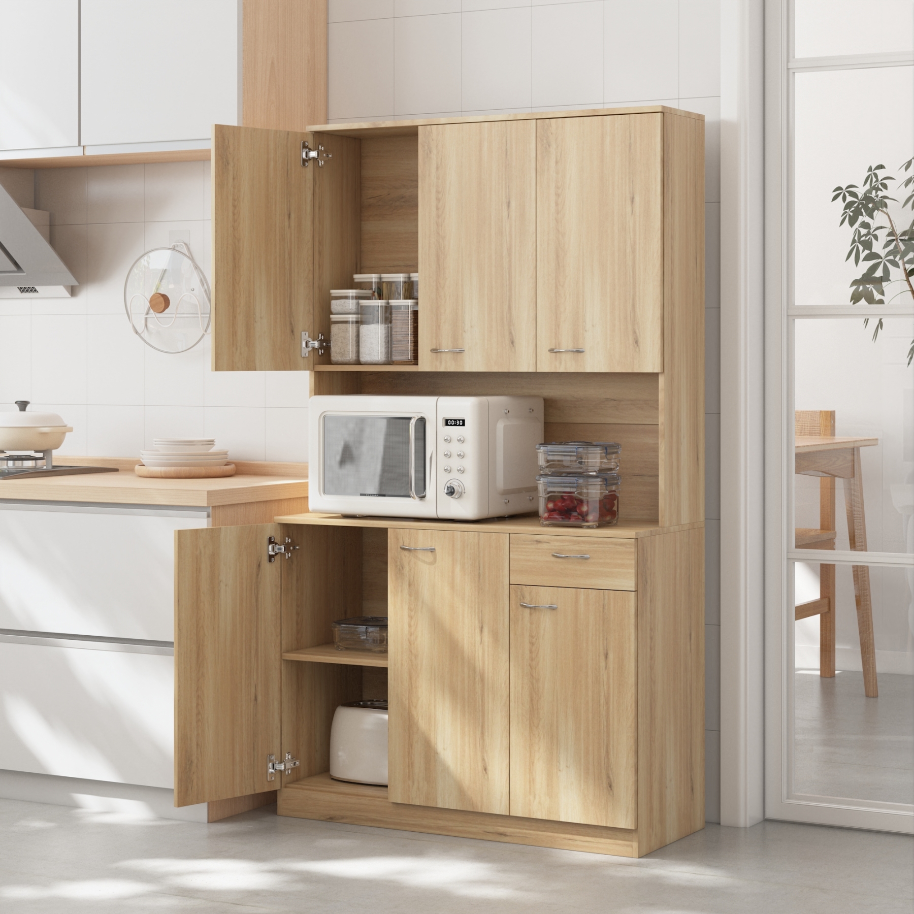 71" Tall Storage Cabinet for Kitchen, Living Room, Office | Kitchen Pantry 