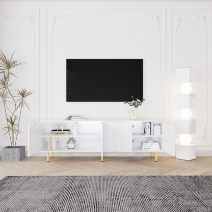 71" TV Stand w/ Storage Cabinet & Adjustable Shelves | Modern Credenza
