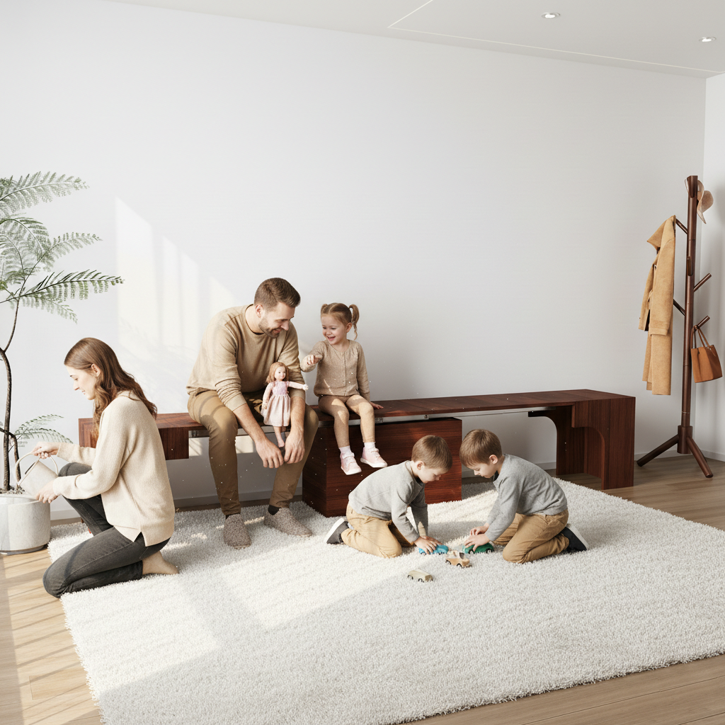 27"-110" Solid Wood Extendable Bench Seats 1-6, Self-Storing & No Assembly