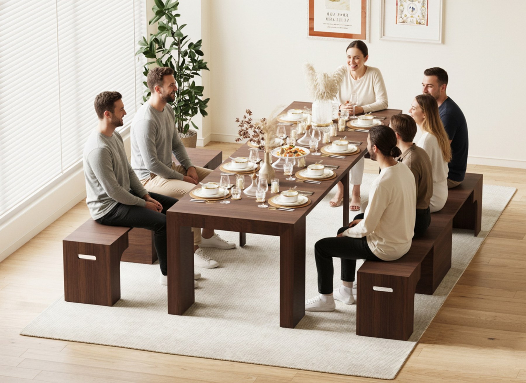 Wood Extendable Dining Table Seats 2-12, 19"-118" | Extendabl Console Table