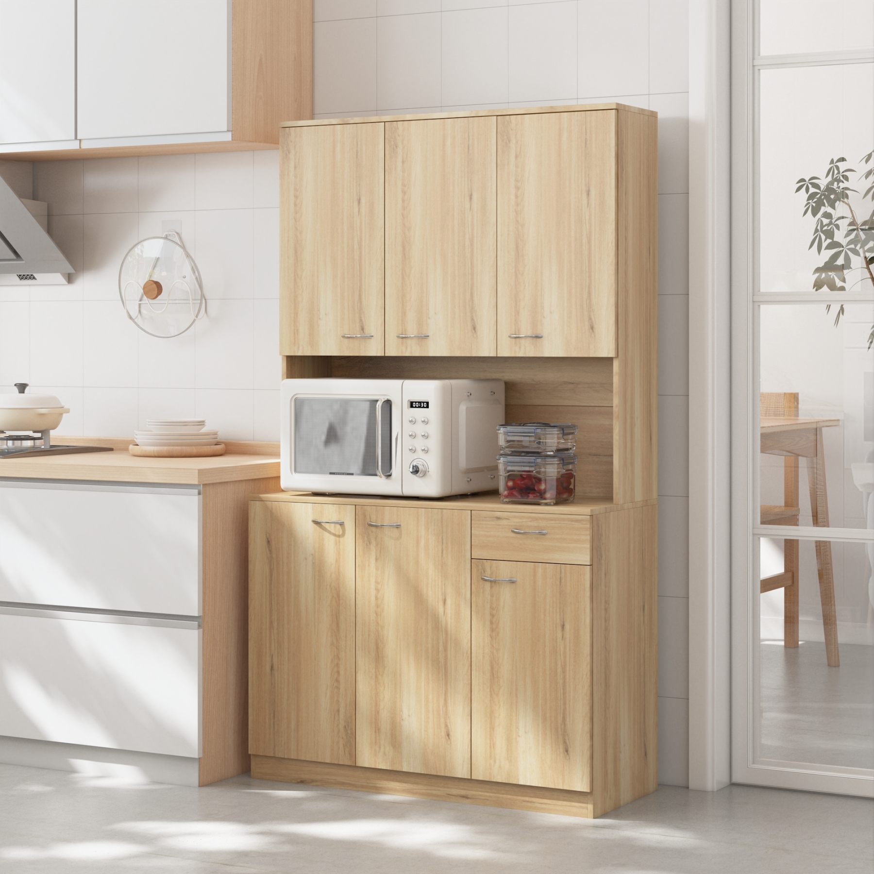 71" Tall Storage Cabinet for Kitchen, Living Room, Office | Kitchen Pantry 