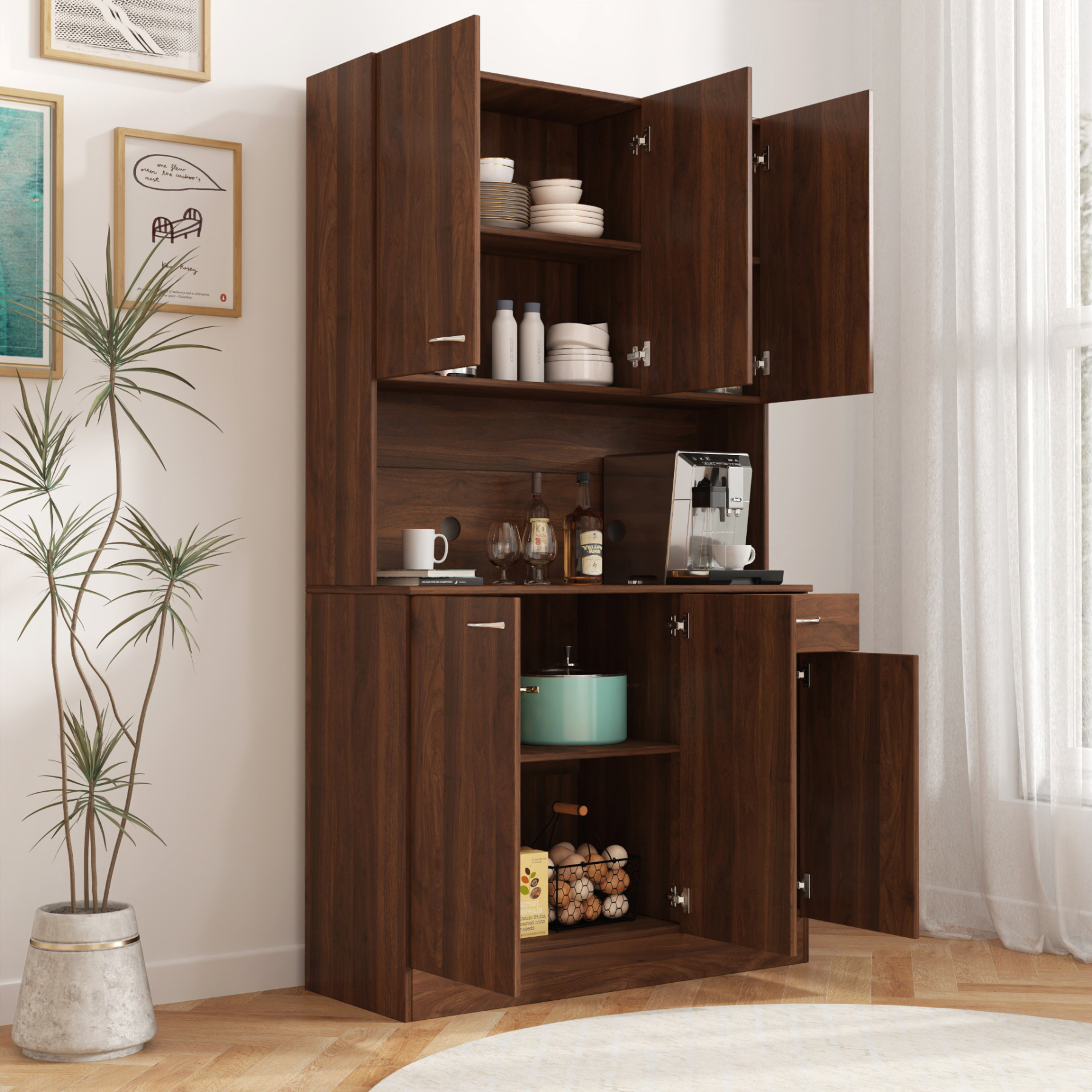 71" Tall Storage Cabinet for Kitchen, Living Room, Office | Kitchen Pantry 