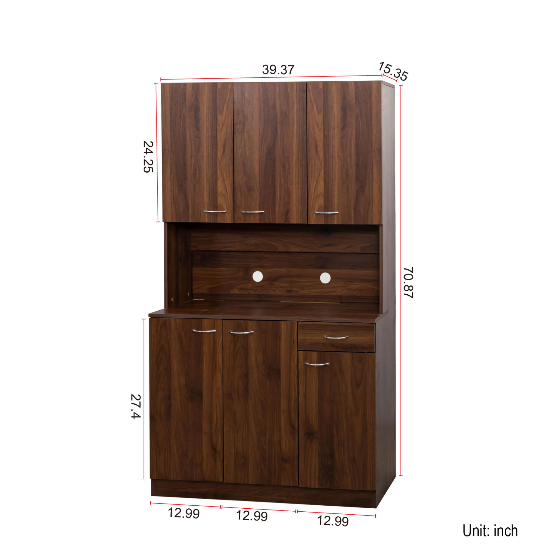 71" Tall Storage Cabinet for Kitchen, Living Room, Office | Kitchen Pantry 