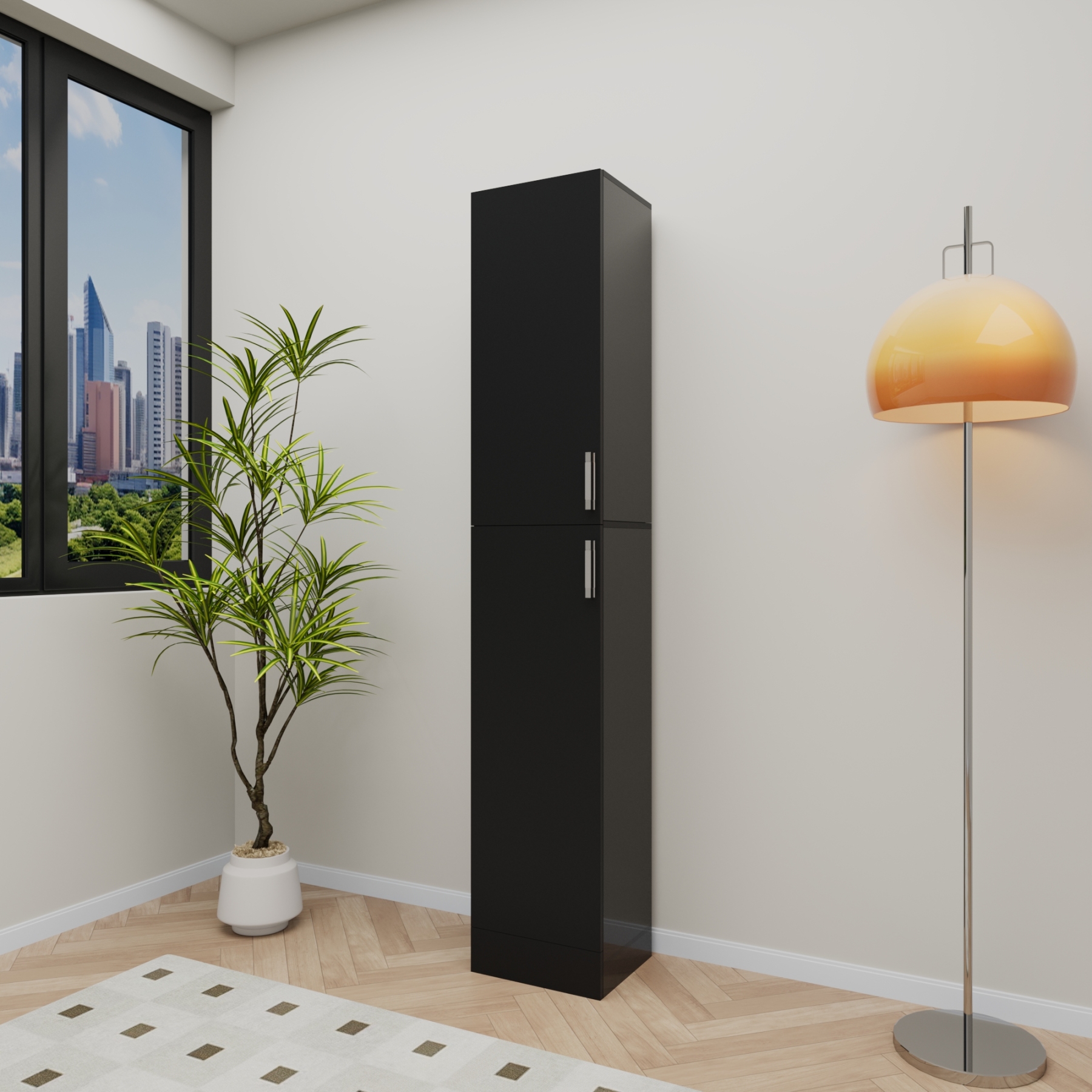 75" Tall Storage Cabinet with Doors & 4 Tiers | Narrow Cabinet