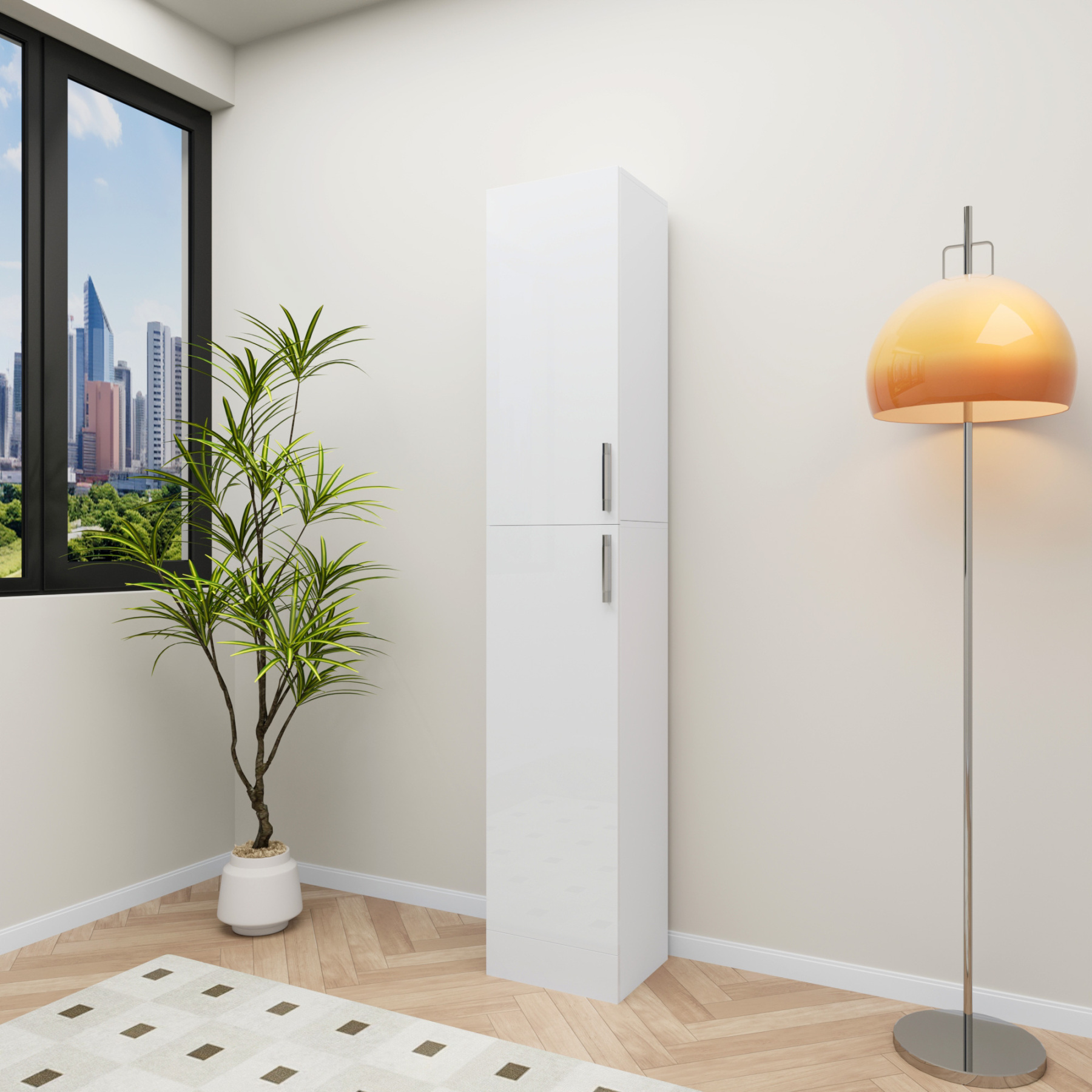 75" Tall Storage Cabinet with Doors & 4 Tiers | Narrow Cabinet