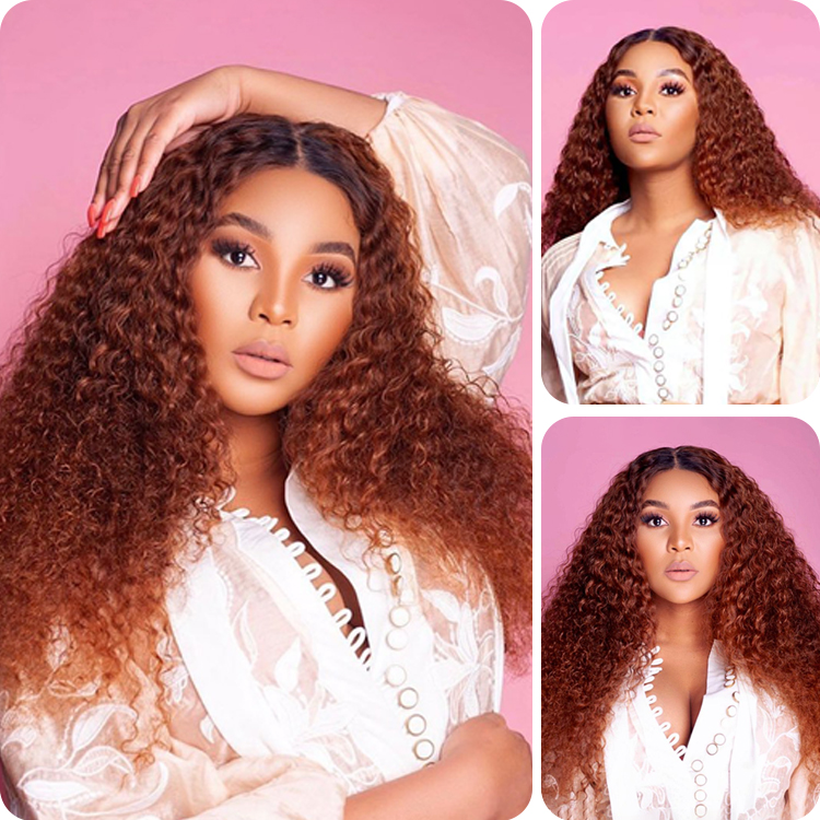 Donmily Jerry Curly Reddish Brown Hair 7×5 Pre-Cut Lace Frontal Wig