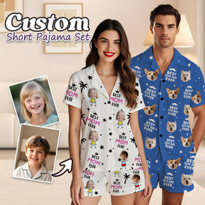 Custom Face Pajama Set, Personalized Pajamas for Dad/Mom, Best dad ever