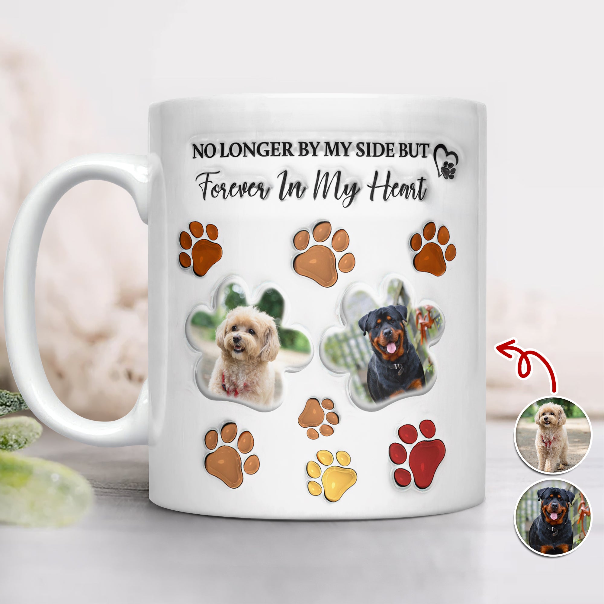 Custom Photo Forever In My Heart Memorial 3D Inflated Effect Printed Mug - CustomFacePajamas