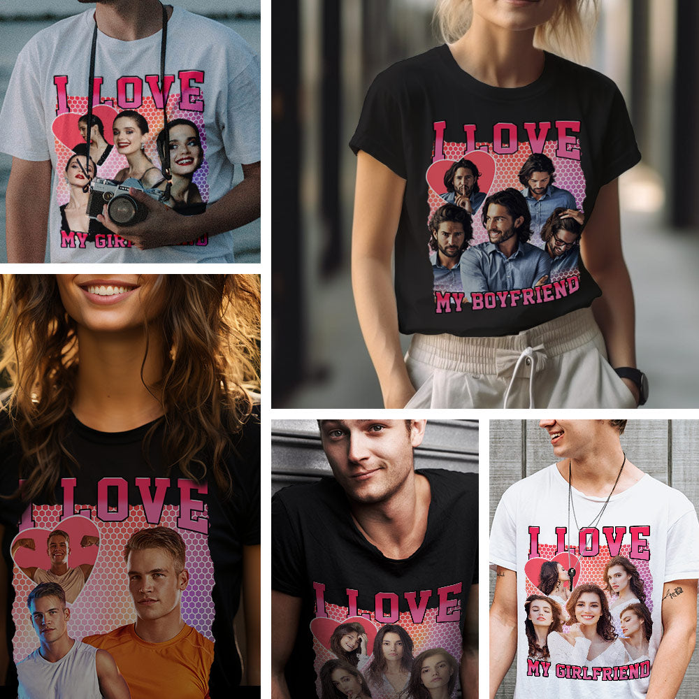 Custom Photo and Name Vintage Tee Personalized T-shirt Gifts for Him/Her - CustomFacePajamas