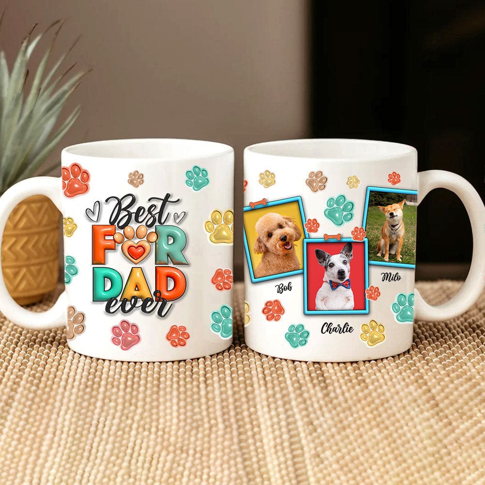 Custom Photo Best Dog Cat Mom Dad Ever With 3D Inflated Pet Mug - CustomFacePajamas