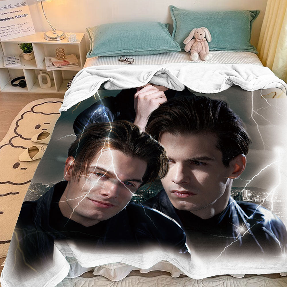 Custom Photo Vintage Tee Personalized Name Blankets Gifts for Lovers - CustomFacePajamas