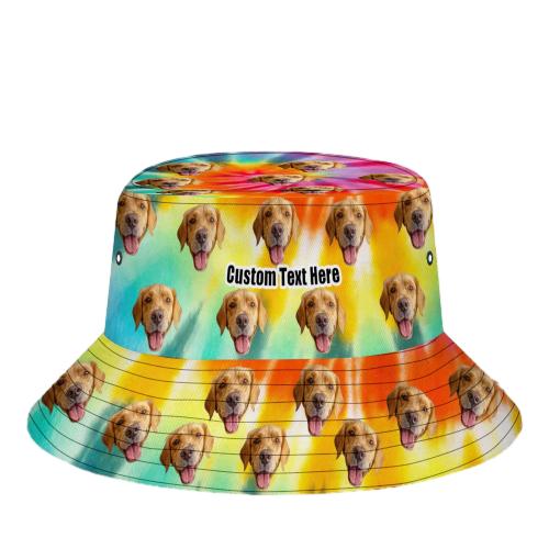 Custom Bucket Hat Unisex Face Bucket Hat Personalize Wide Brim Outdoor Summer Cap Hiking Beach Sports Hats Rainbow Color Bucket Hat Gift for Lover