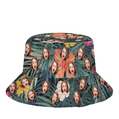Custom Bucket Hat Unisex Face Bucket Hat Personalize Wide Brim Outdoor Summer Cap Hiking Beach Sports Hats Hawaiian Style Gift for Lover