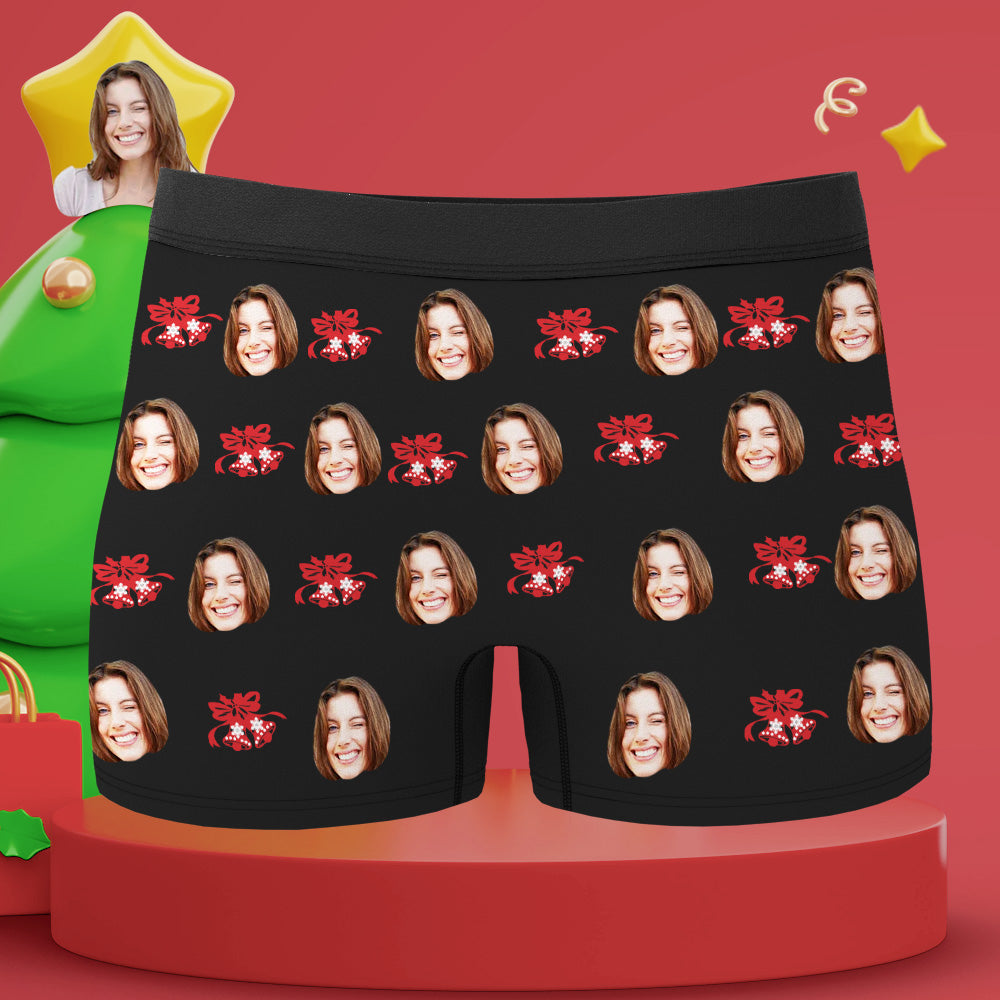 Custom Face Christmas Bells Boxers Briefs Personalized Men's Underwear Funny Briefs With Photo -All i Want for Christmas is You