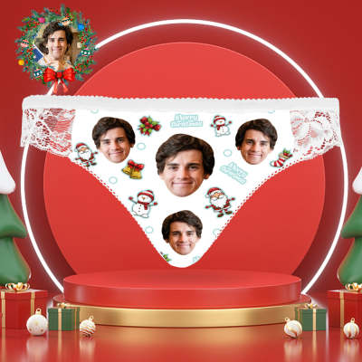 Custom Face Lace Panties Personalized Sexy Women Underwear Merry Christmas