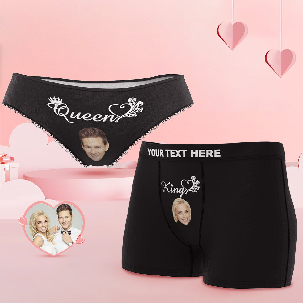 Custom Face King and Queen Couple Underwear Personalized Underwear Valentine's Day Gift - CustomFacePajamas