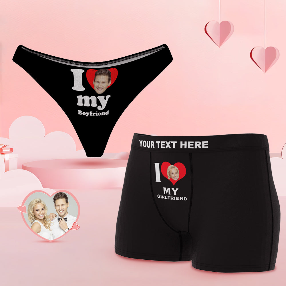 Custom Face Cute Love Couple Underwear Personalized Underwear Valentine's Day Gift - CustomFacePajamas