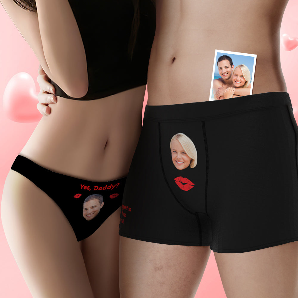Personalized Face Couple Underwear Yes Daddy Custom Underwear for Couple Valentine's Day Gift - CustomFacePajamas