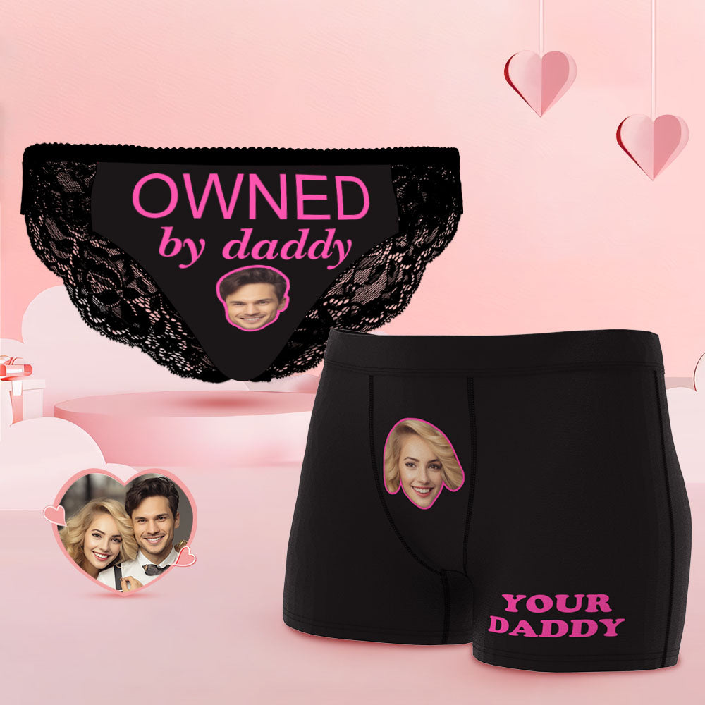 Custom Face Couple Underwear Yes Daddy Personalized Underwear Valentine's Day Gift - CustomFacePajamas