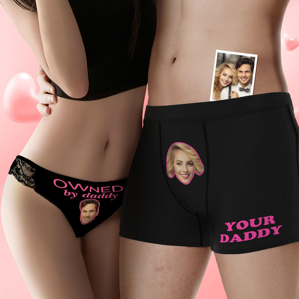 Custom Face Couple Underwear Yes Daddy Personalized Underwear Valentine's Day Gift - CustomFacePajamas