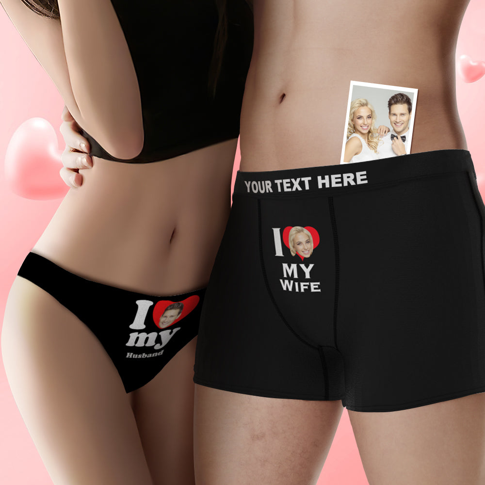 Custom Face Couple Underwear Love Heart Personalized Underwear Valentine's Day Gift - CustomFacePajamas