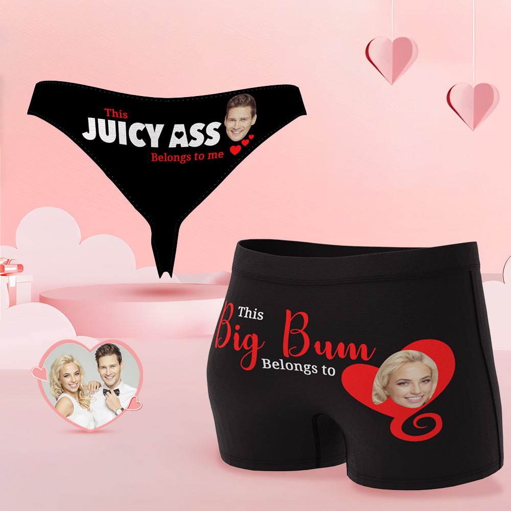 Custom Face Couple Underwear You Belong to Me Personalized Underwear Valentine's Day Gift - CustomFacePajamas