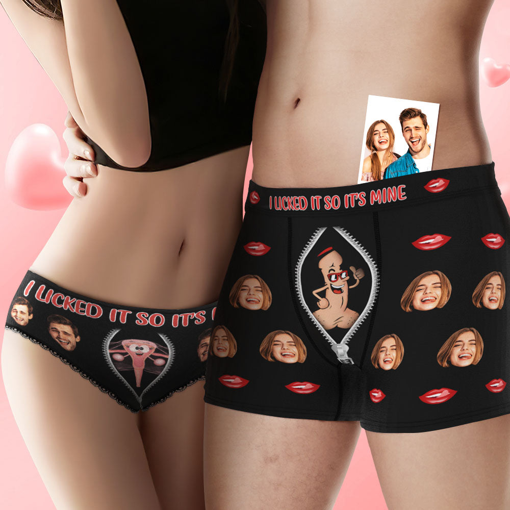 Custom Face Underwear Personalized Boxer Briefs and Panties I SUCKED IT SO IT'S MINE Valentine's Day Gifts for Couple - CustomFacePajamas