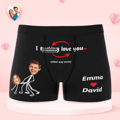 Custom Face Boxer Briefs Personalized Underwear I Love You Valentine's Day Gifts for Him