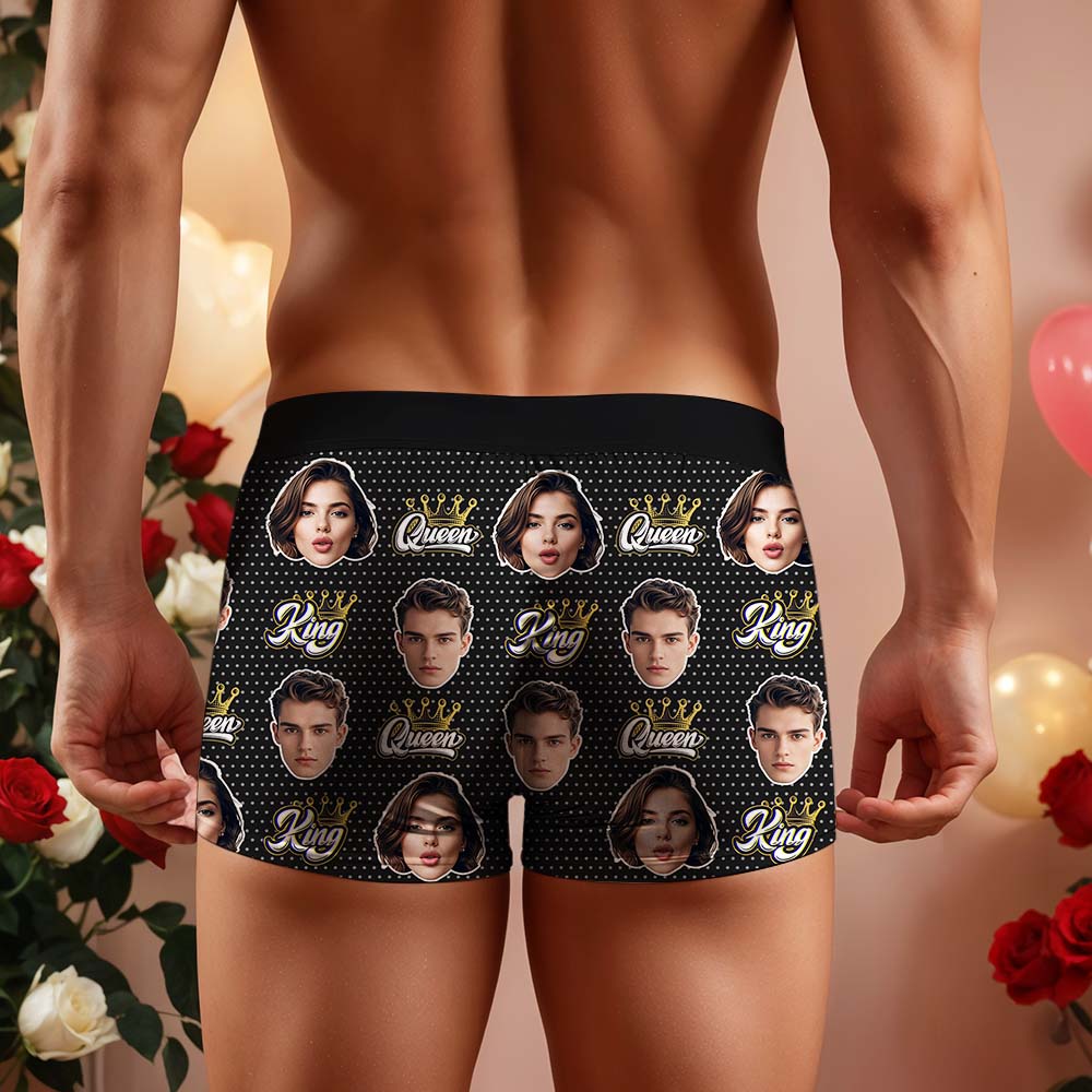 Custom King & Queen Boxers Boxers Face Boxers Popular Boxer Shorts Men's Underwear Valentine's Day Gifts - CustomFacePajamas