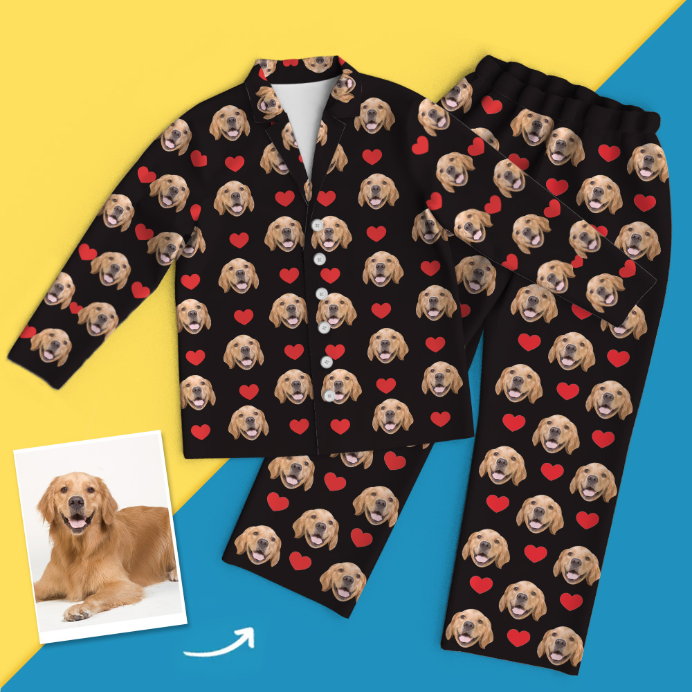Custom Pet Face Pajamas Colorful- Heart