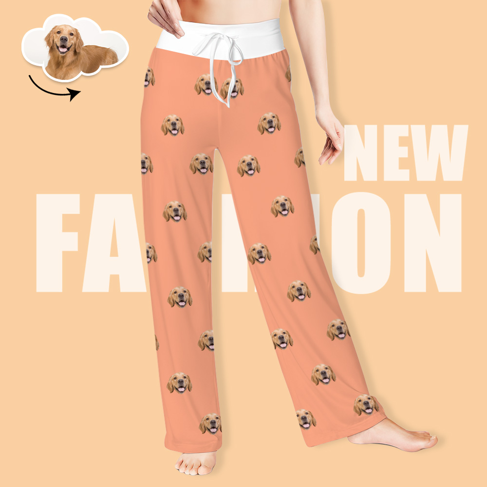 Custom Pet Face Pants Ladie's Loose Wide-leg Pants Multiple Color Options