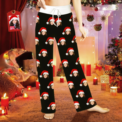 Custom Face Pants Ladie's Loose Wide-leg Pants Multiple Color Options Christmas Gift
