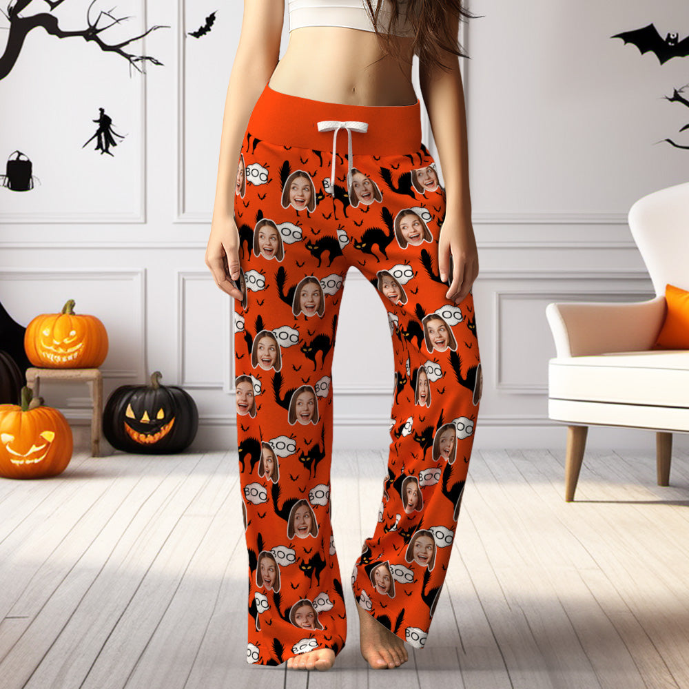 Custom Face Pants Ladie's Loose Wide-leg Pants Halloween Pants