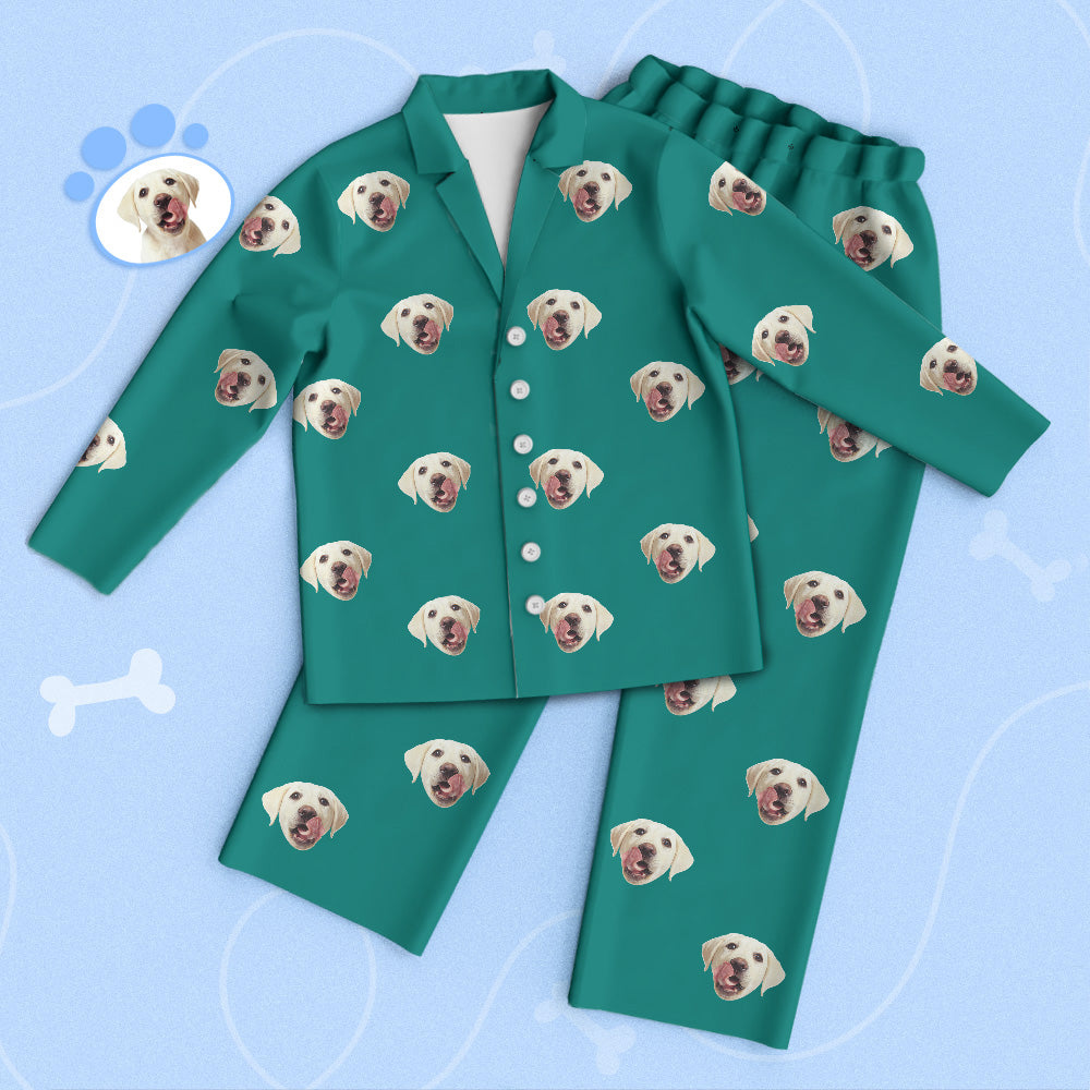 Custom Green Pet Face Pajamas Persoalized Face Pajamas