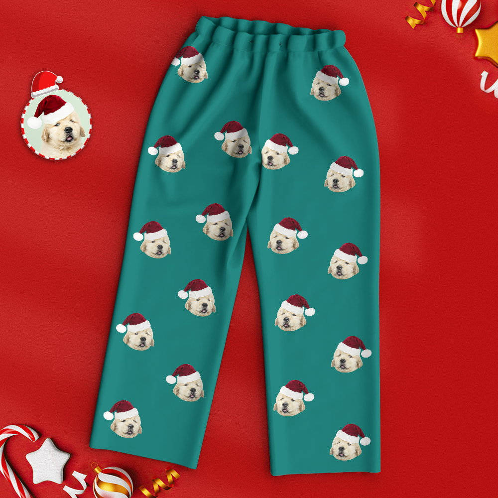 Custom Green Pet Face Pajamas Persoanaliezd Face Pajamas Christmas Gift