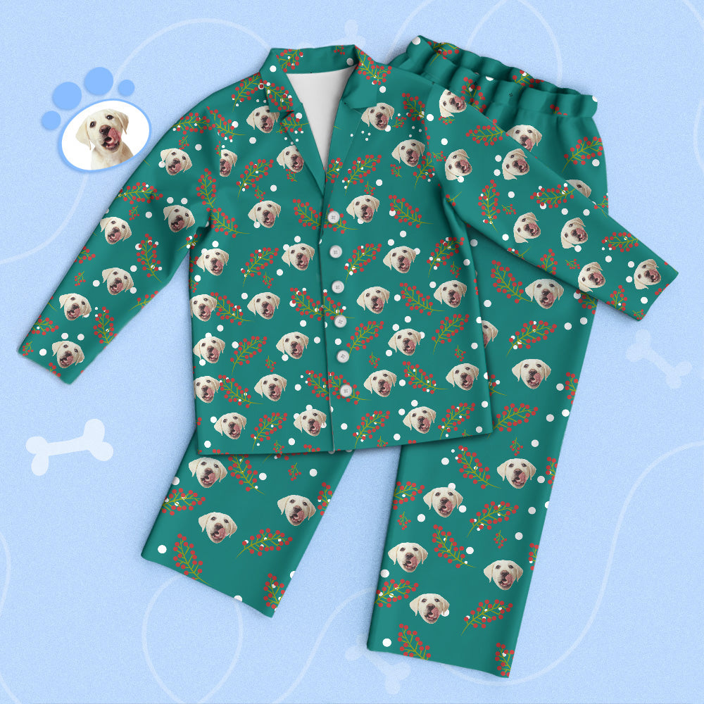 Custom Green Pet Face Pajamas Cherry Pajamas