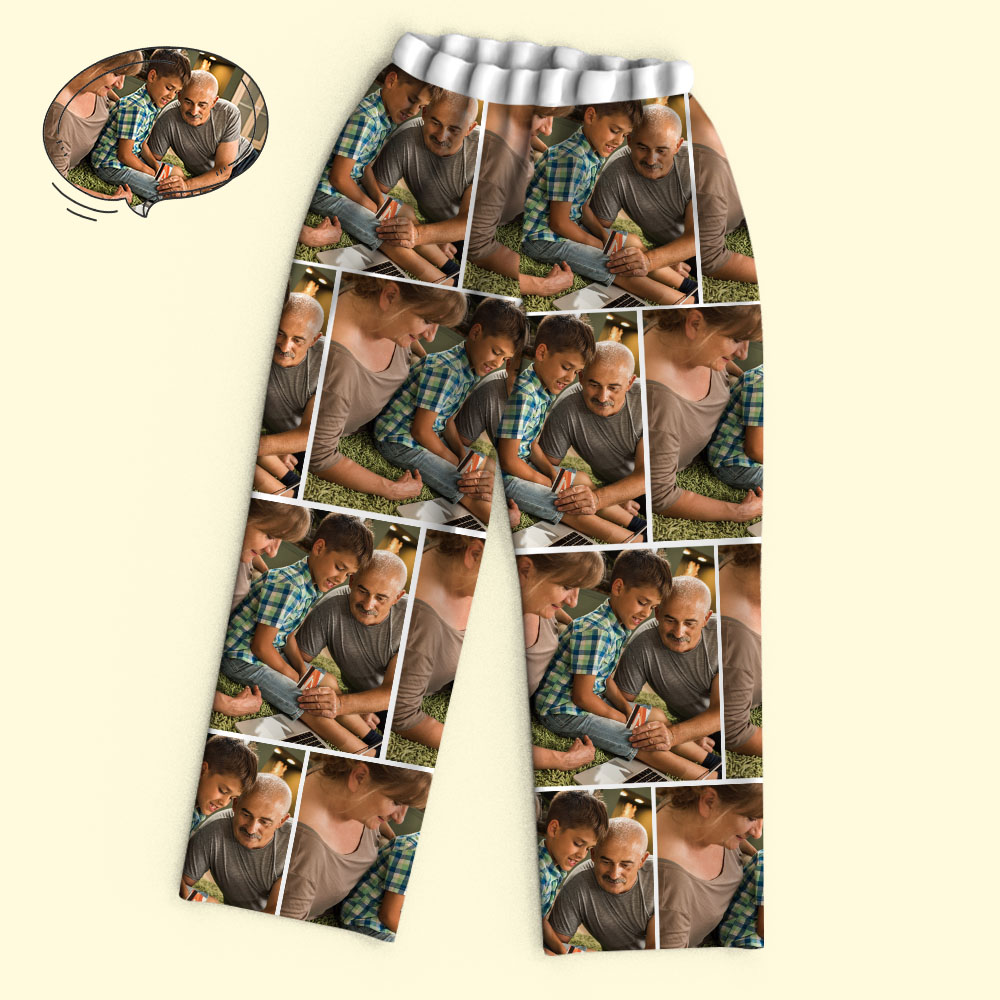 Custom Photos Couple Pajamas Personalized Photo Loungewear Pant Sleepwear For Men Women