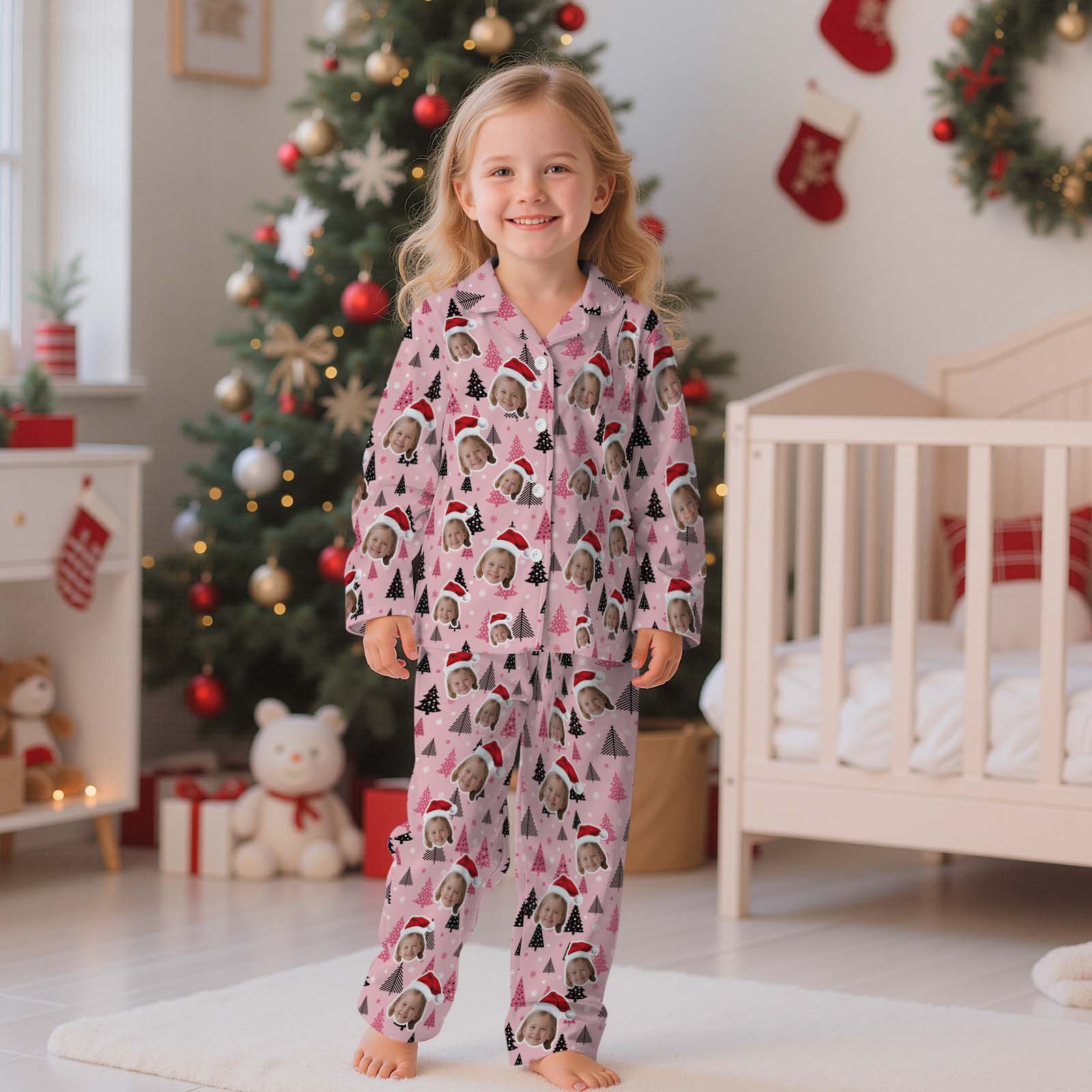 Custom Face Children's Pajamas Personalized Kid's Sleepwear With Pet Dog Christmas Gifts