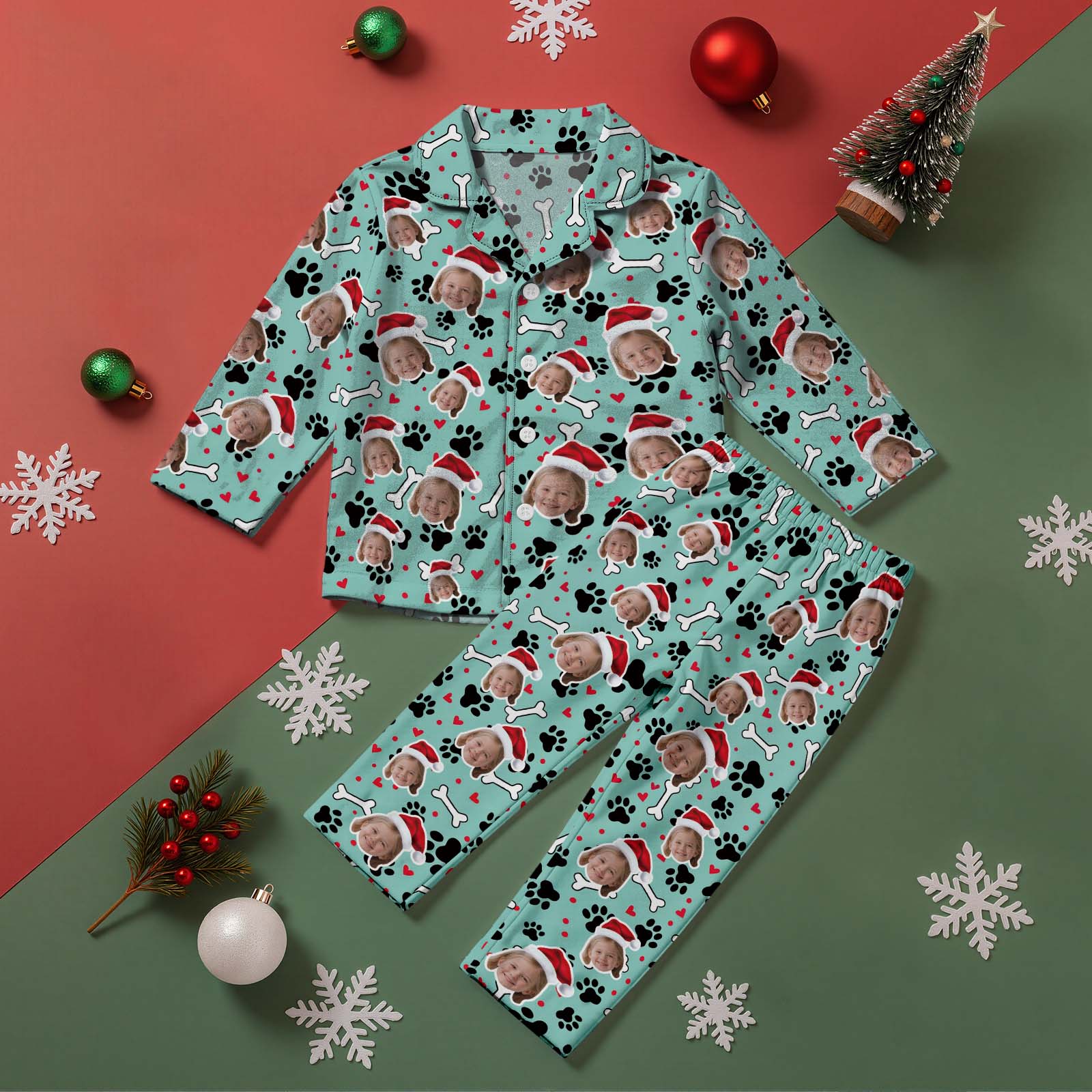 Custom Face Children's Pajamas Kid's Sleepwear  Christmas Gifts Family