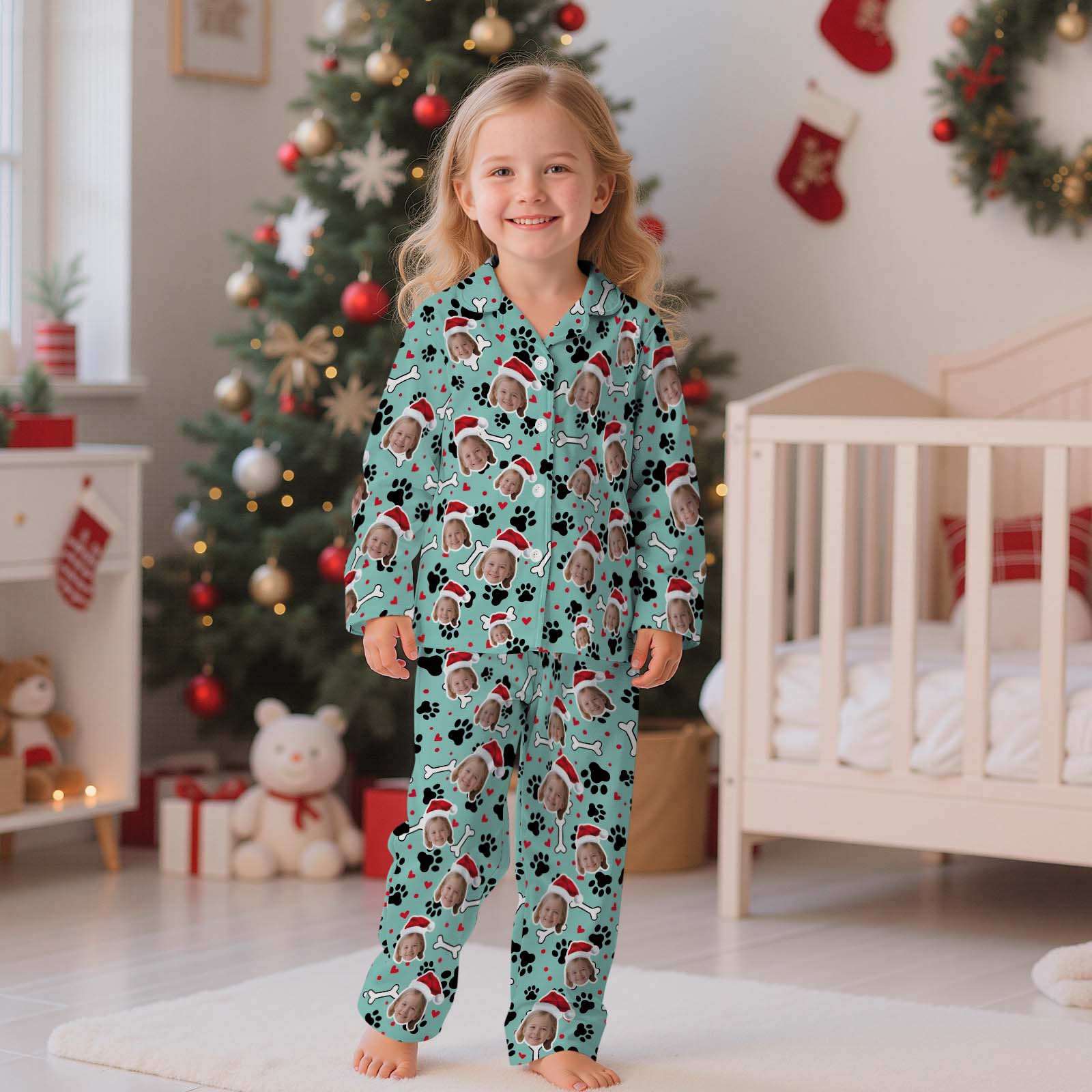 Custom Face Children's Pajamas Kid's Sleepwear  Christmas Gifts Family