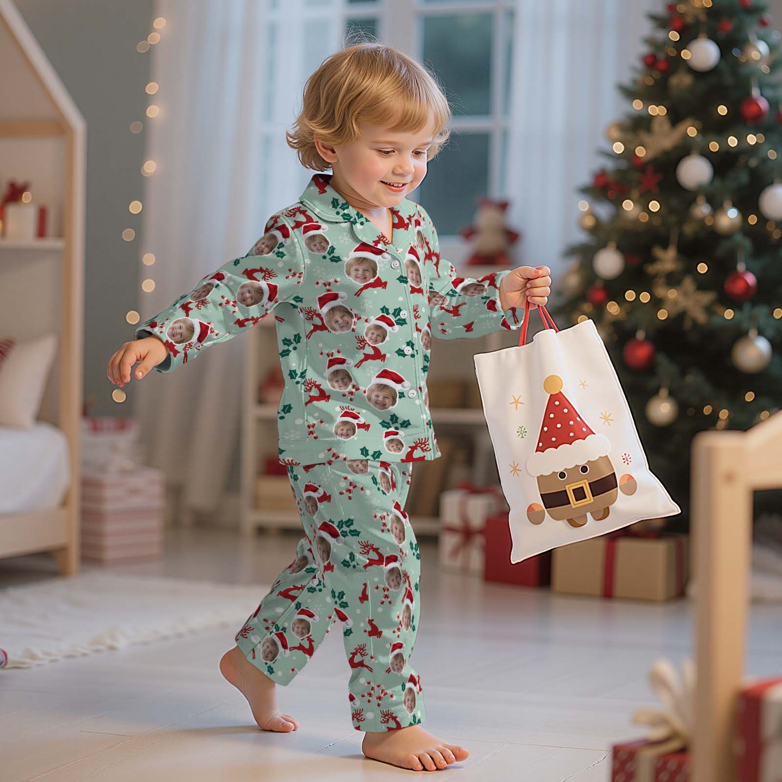 Custom Face Children's Pajamas Kid's Sleepwear  Christmas Gifts Family