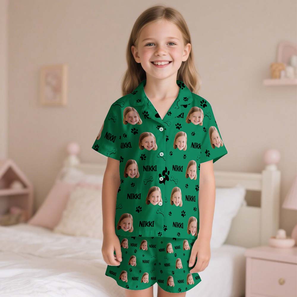 Custom Short Pajamas with Face and Name,Customized Pajama Set For Child,Personalized Short Sleeve Family Pajama Set